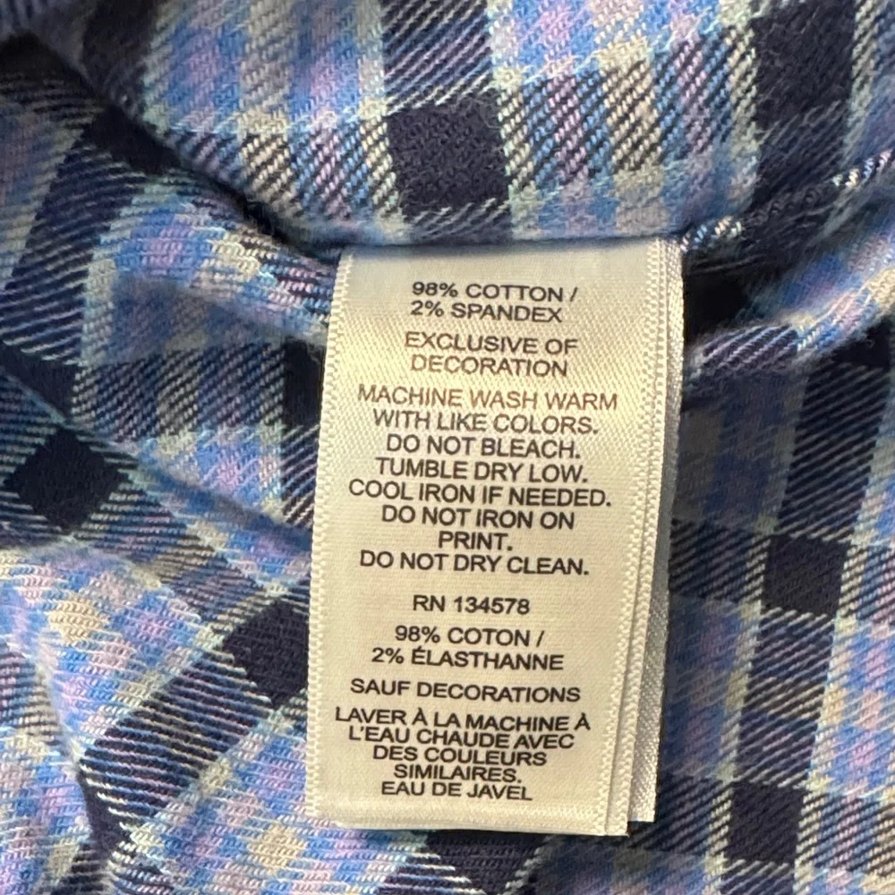 Vineyard Vines Boys Blue Plaid Flannel Button Down Shirt Whale Logo Size M